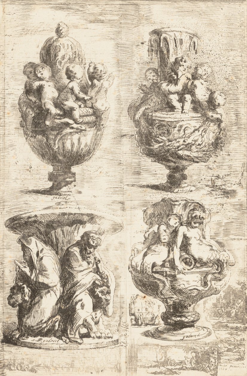 De fire vaser, 1754. af Gabriel de Saint Aubin