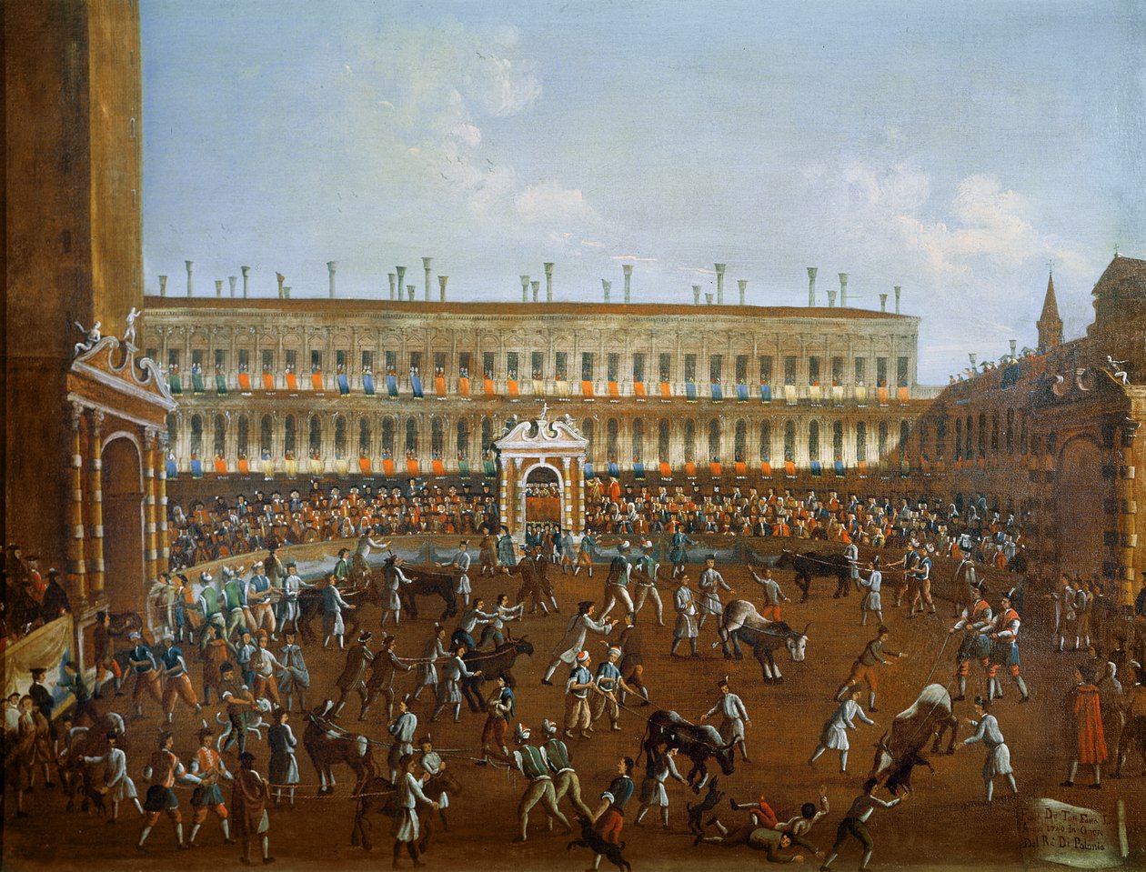 Tyrekamp til ære for prinsen af Polen, Frederik Christian, 1740 af Gabriele Bella