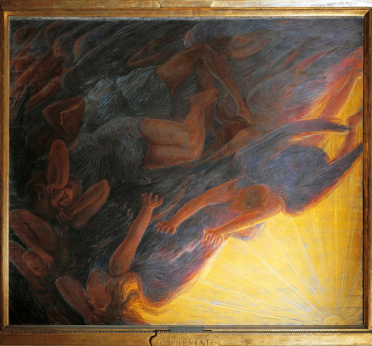 Fall of Angels, triptykon centralpanel af Gaetano Previati