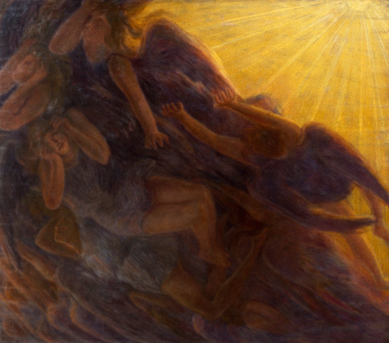 Englefald, triptykon af Gaetano Previati