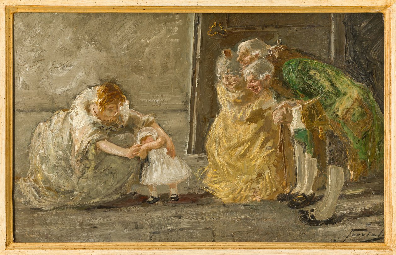 Scene (oliemaleri på lærred) af Gaetano Previati