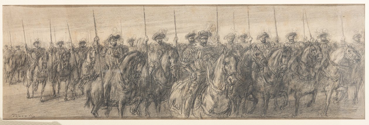 Spanske soldater (blyant på papir) af Gaetano Previati