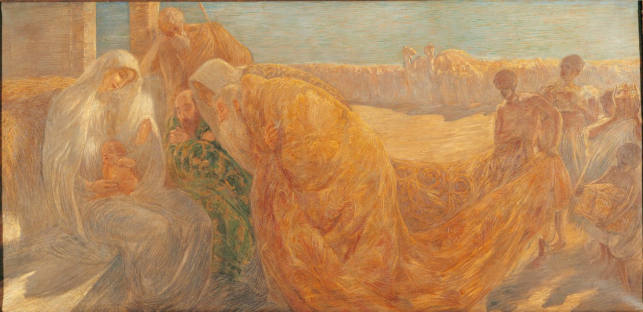 Magiernes tilbedelse, 1896. af Gaetano Previati