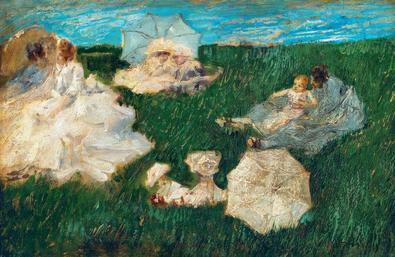 Kvinde med børn i haven, 1896, af Gaetano Previati
