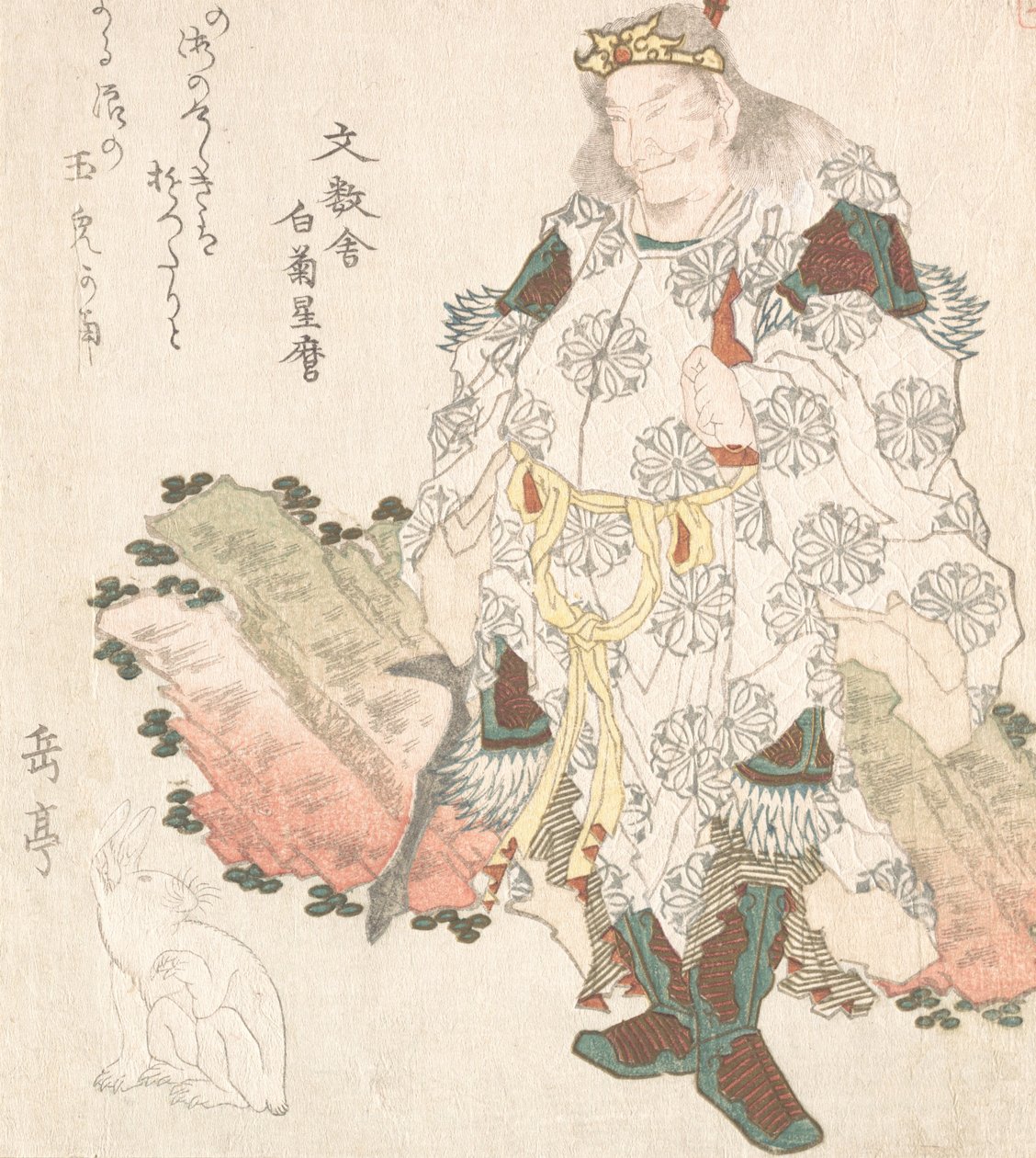 Prins Okuni og en hare, sandsynligvis 1819. af Gakutei