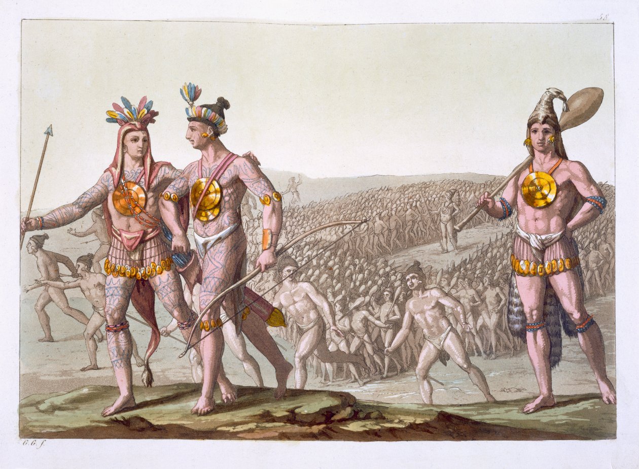 Chief Outina, Enemy of Saturiba, Walks Among his Followers, plade 58 fra 