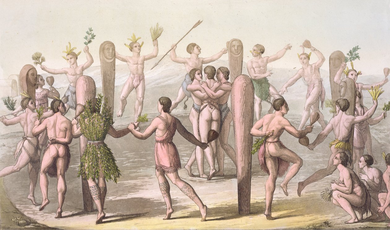 Dances of the Native Inhabitants of Virginia, c.1820 af Gallo Gallina