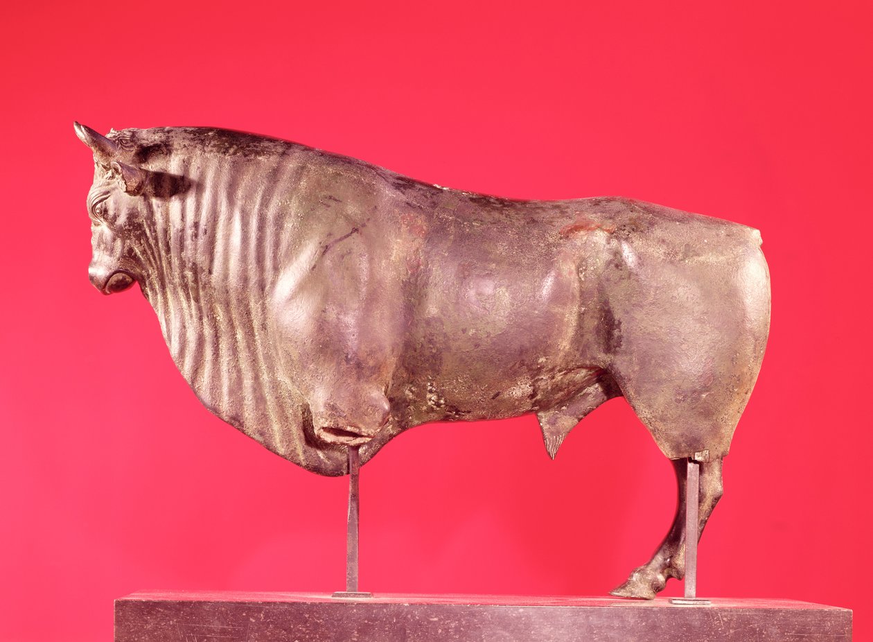 Tyr med tre horn, fra Avrigney (bronze) af Gallo Roman