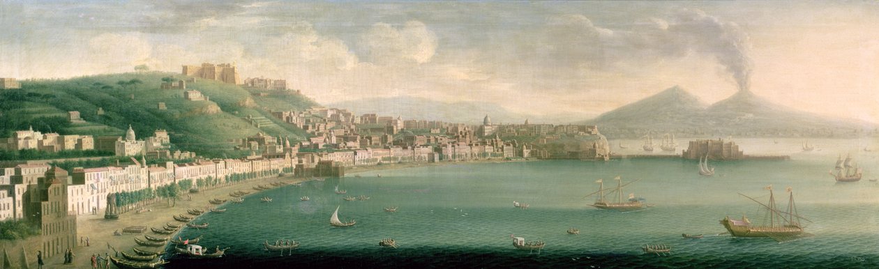 Udsigt over Napoli fra vest, 1730 af Gaspar Butler