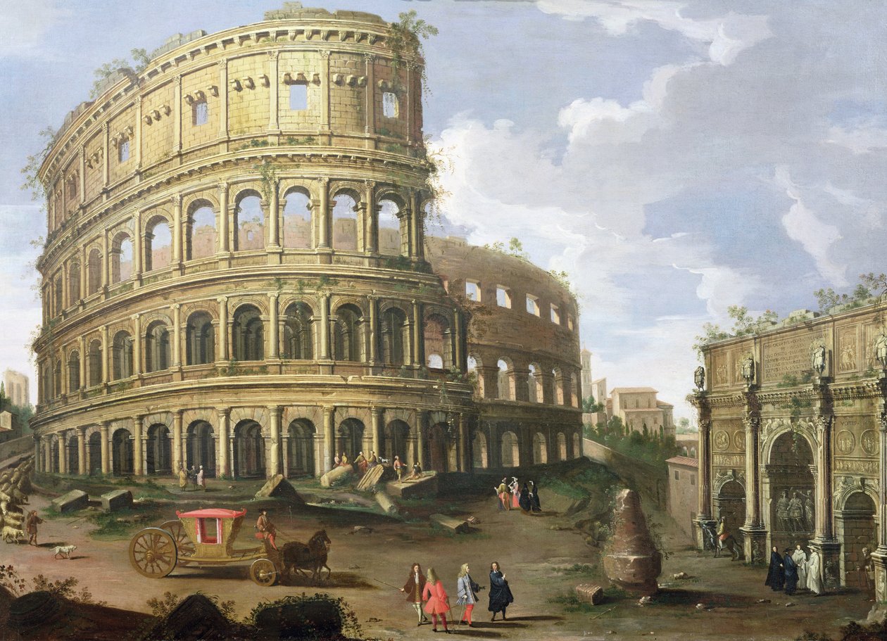 Udsigt over Colosseum i Rom af Gaspar van Wittel