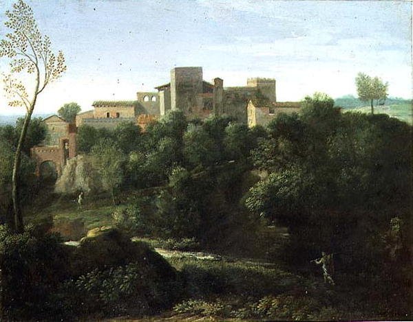 Klassisk landskab (olie på lærred) af Gaspard Poussin Dughet