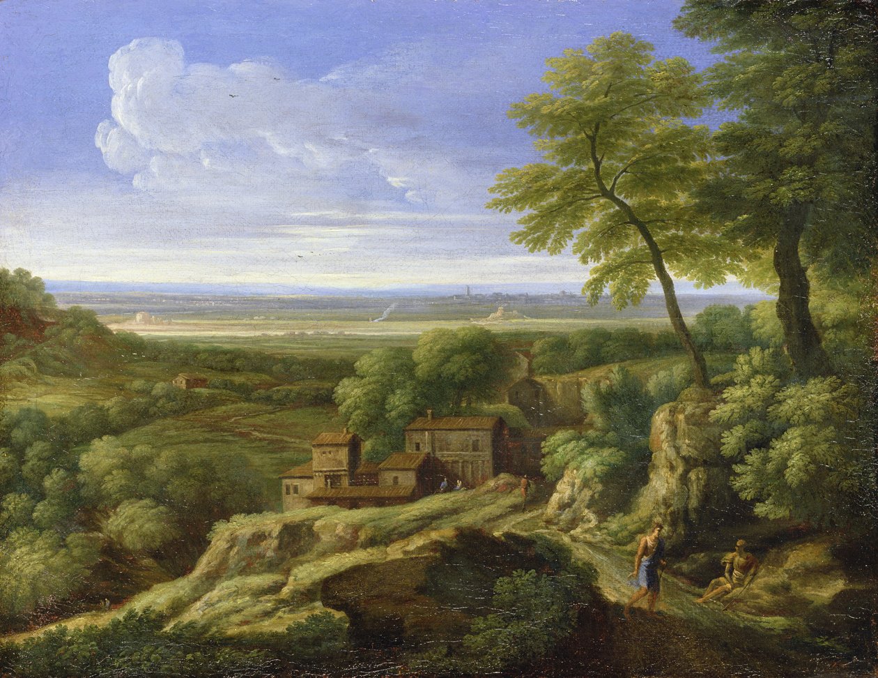 Klassisk landskab (olie på lærred) af Gaspard Poussin Dughet