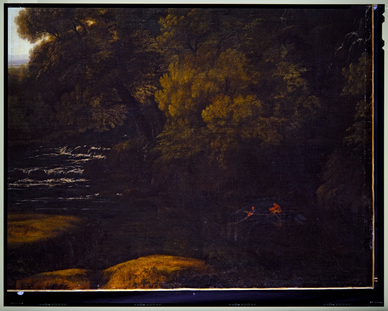 Italiensk landskab, detalje, udateret af Gaspard Poussin Dughet