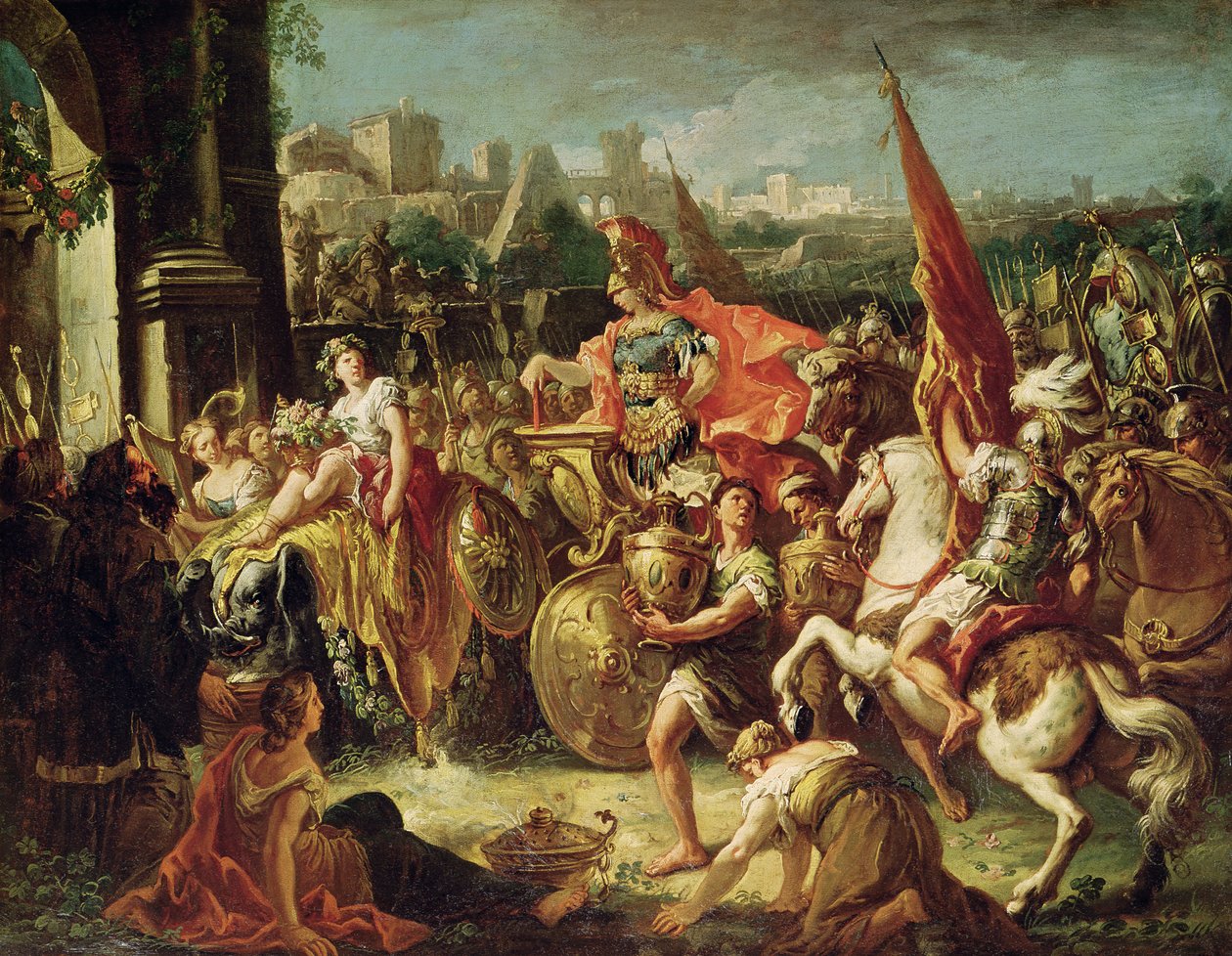 Alexander den Stores (356-23 f.Kr.) indtog i Babylon af Gasparo Diziani