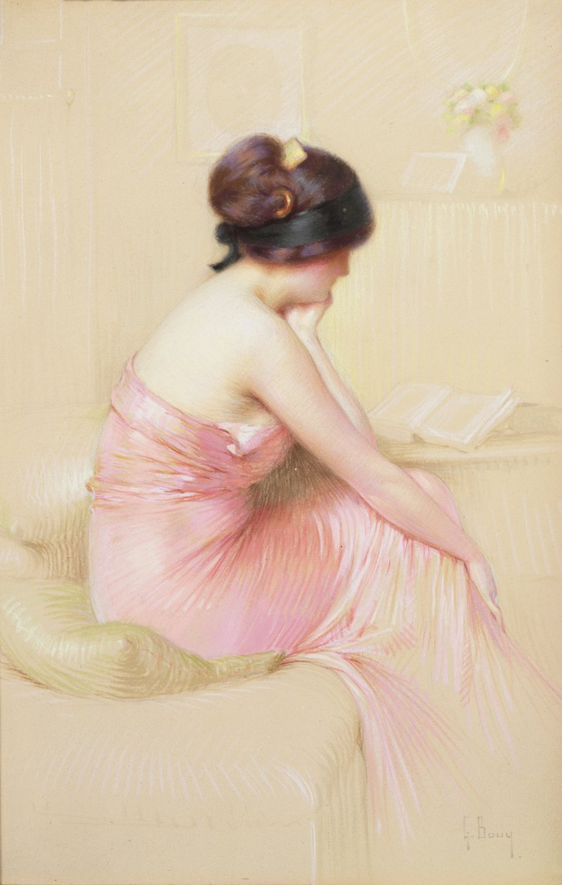 Meditation (pastel på papir) af Gaston Bouy