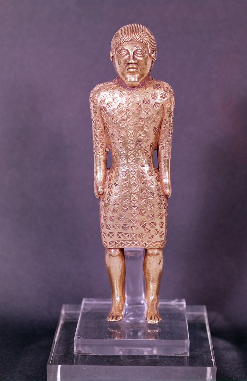 Statuette af en mand, fra Le Mans, 475-300 f.Kr. (guld) af Gaulish