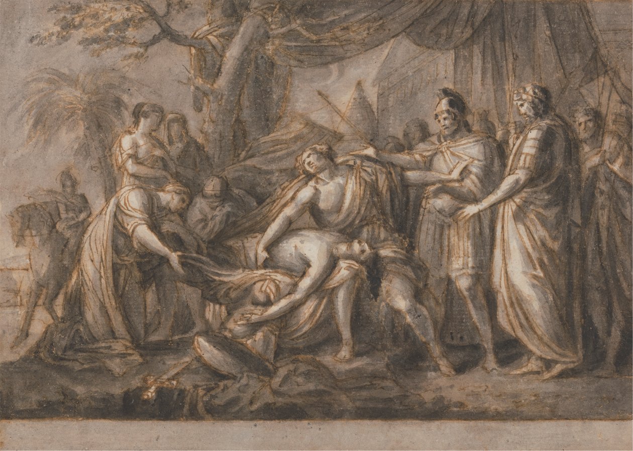 Achilles beklager Patroklos død af Gavin Hamilton
