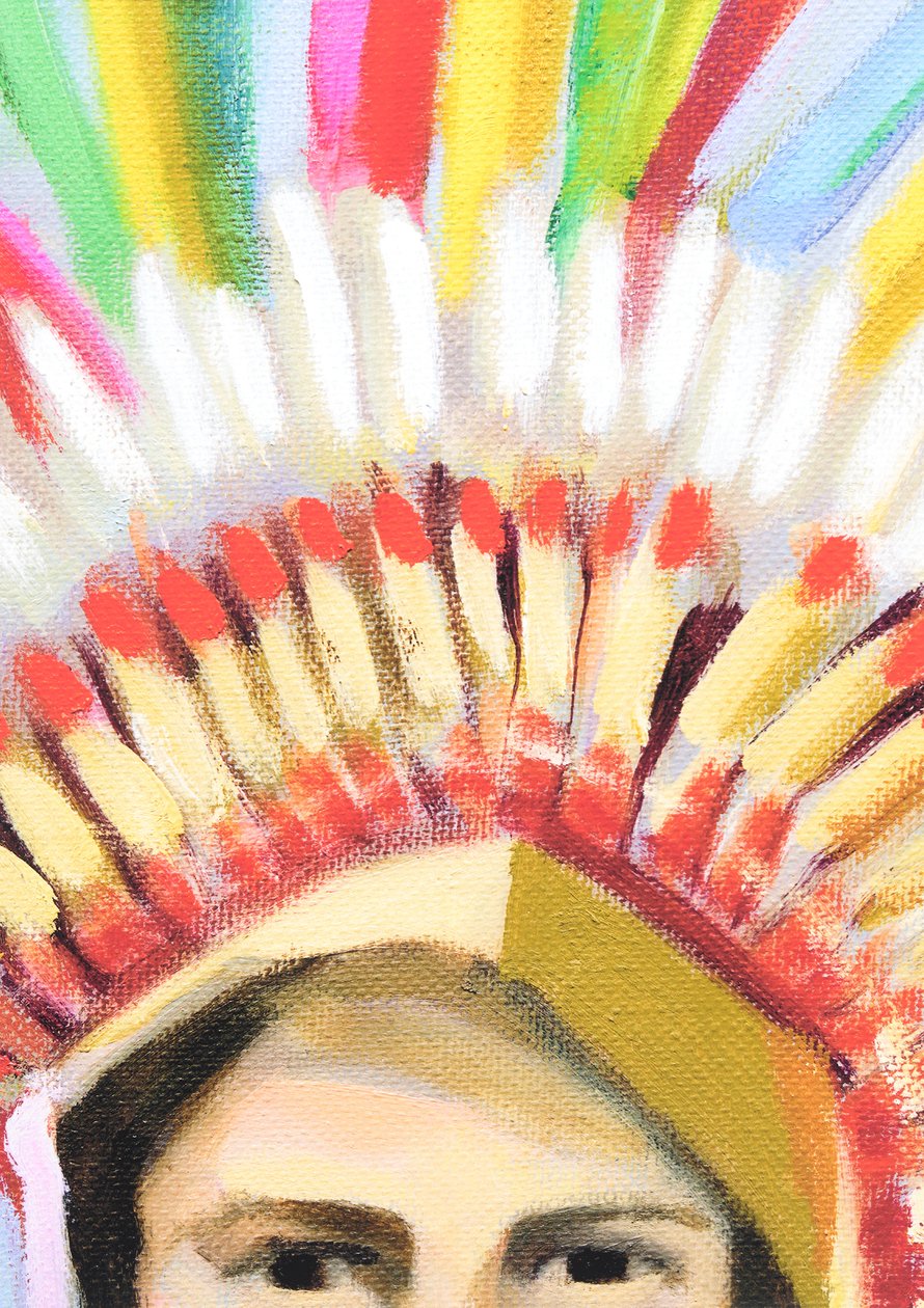 Headdress Boy, 2014 (olie på lærred) af Genevieve French