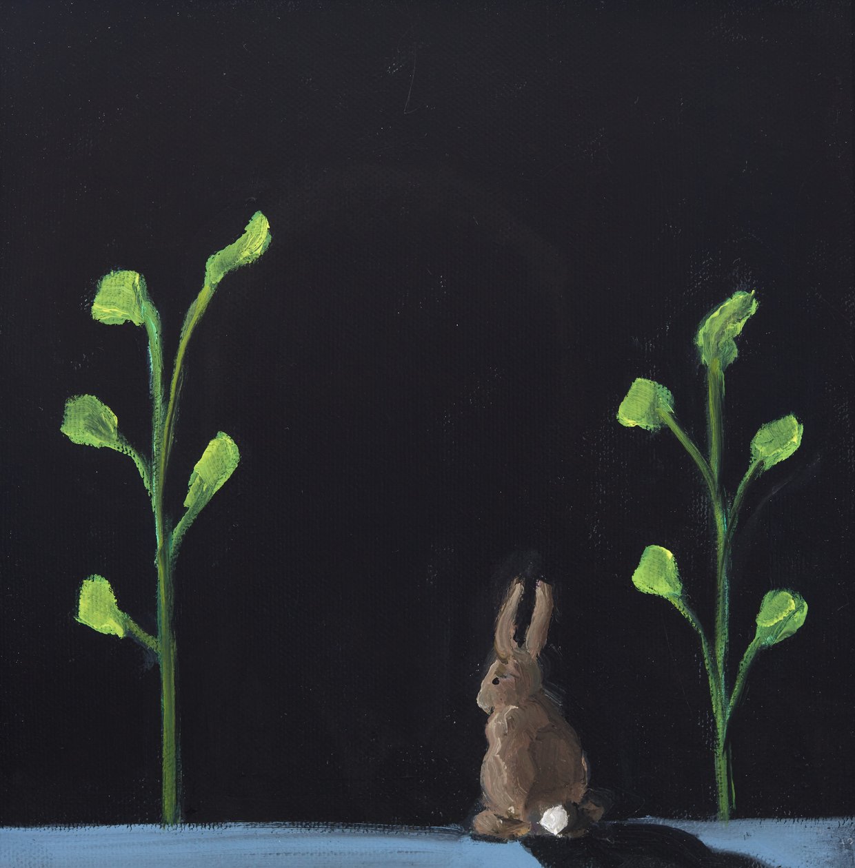 Night Rabbit, 2019 (olie på lærred) af Genevieve French