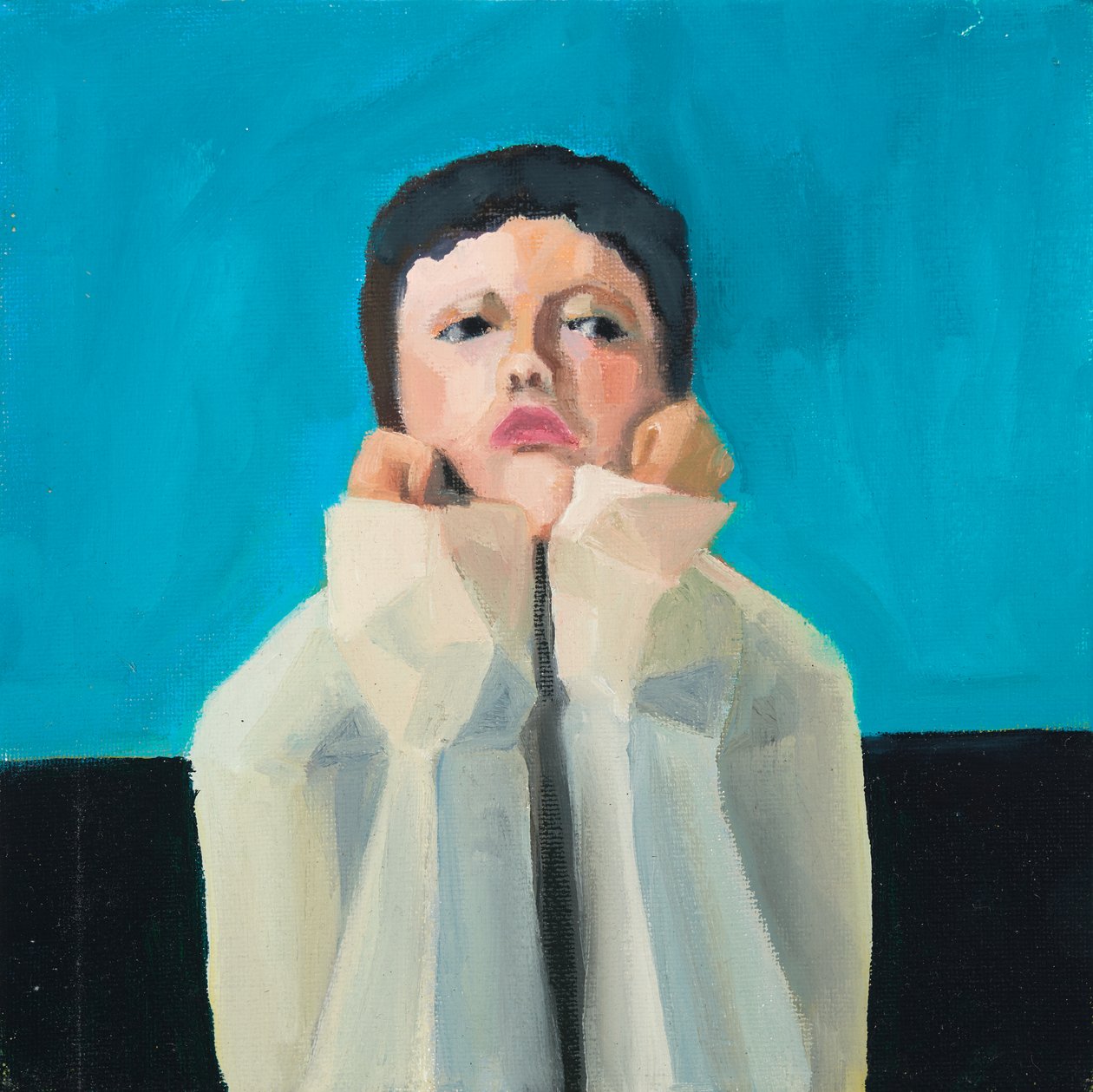 Sulky girl, 2016 (olie på lærredsplade) af Genevieve French