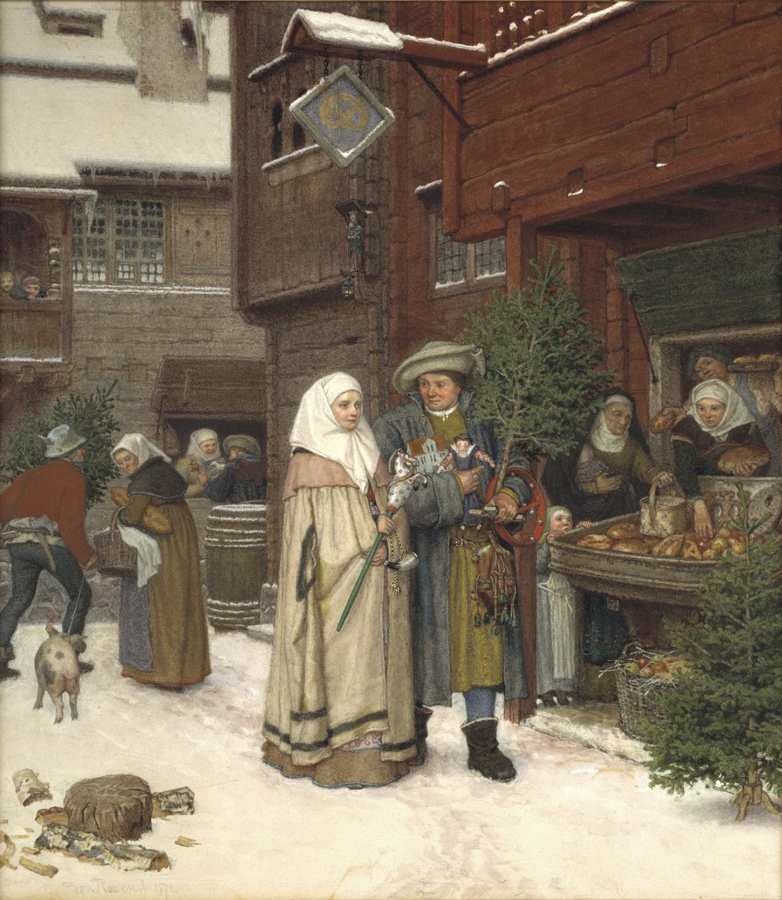 Julemessen, 1872 (wc) af Georg Rosen