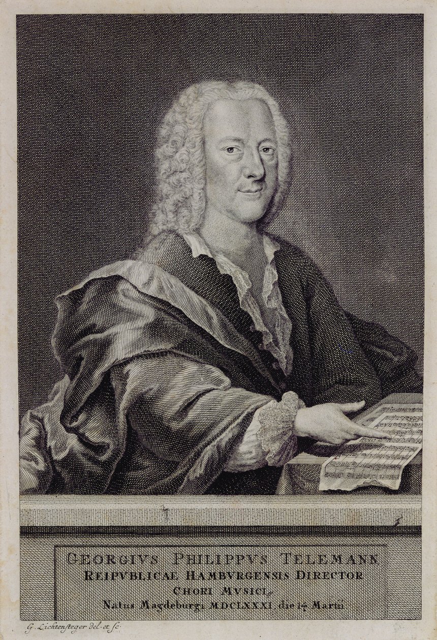Portræt af Georg Philipp Telemann af Georg Lichtensteger