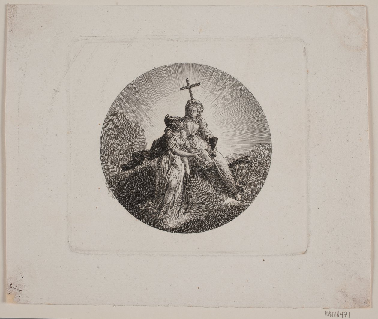 Vignette med Troen og Minerva af Georg Christian Schule