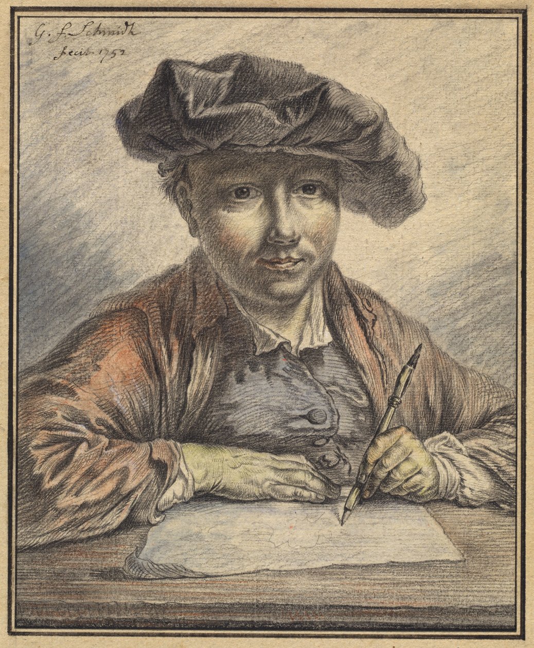 Selvportræt skitsering af Georg Friedrich Schmidt