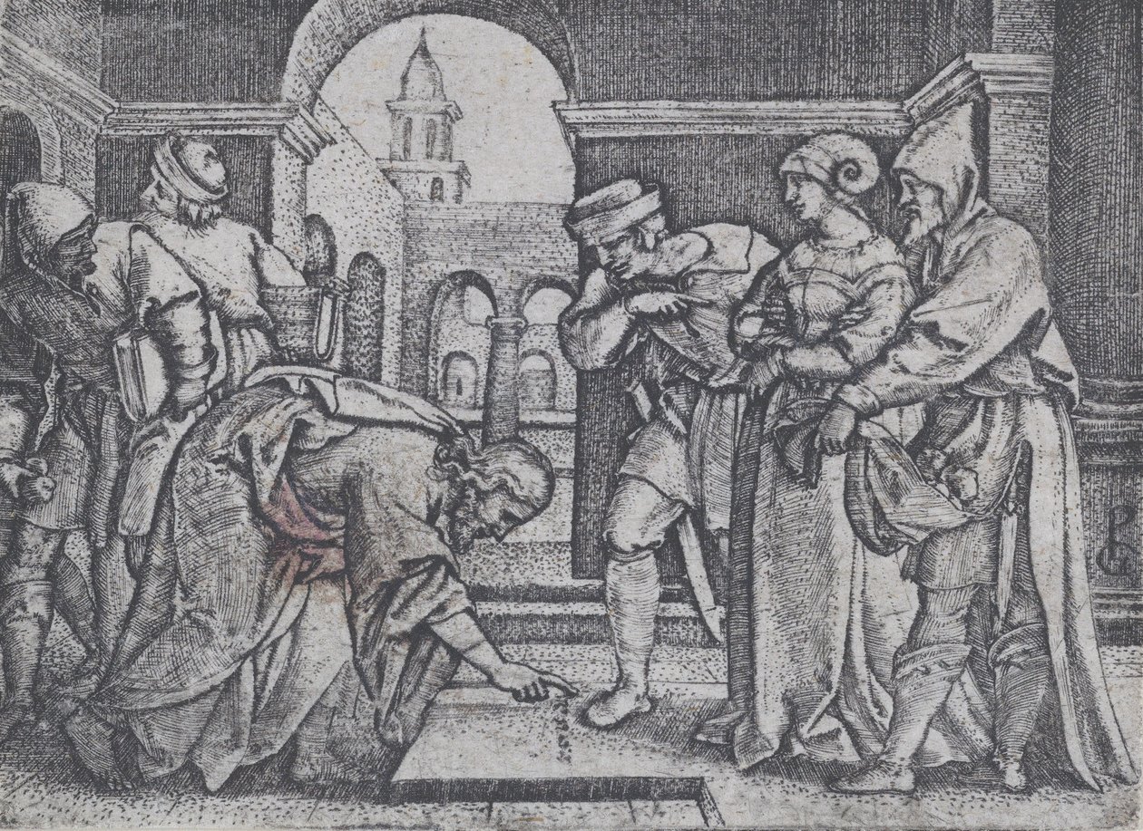 Kristus og den utro kvinde. af Georg Pencz