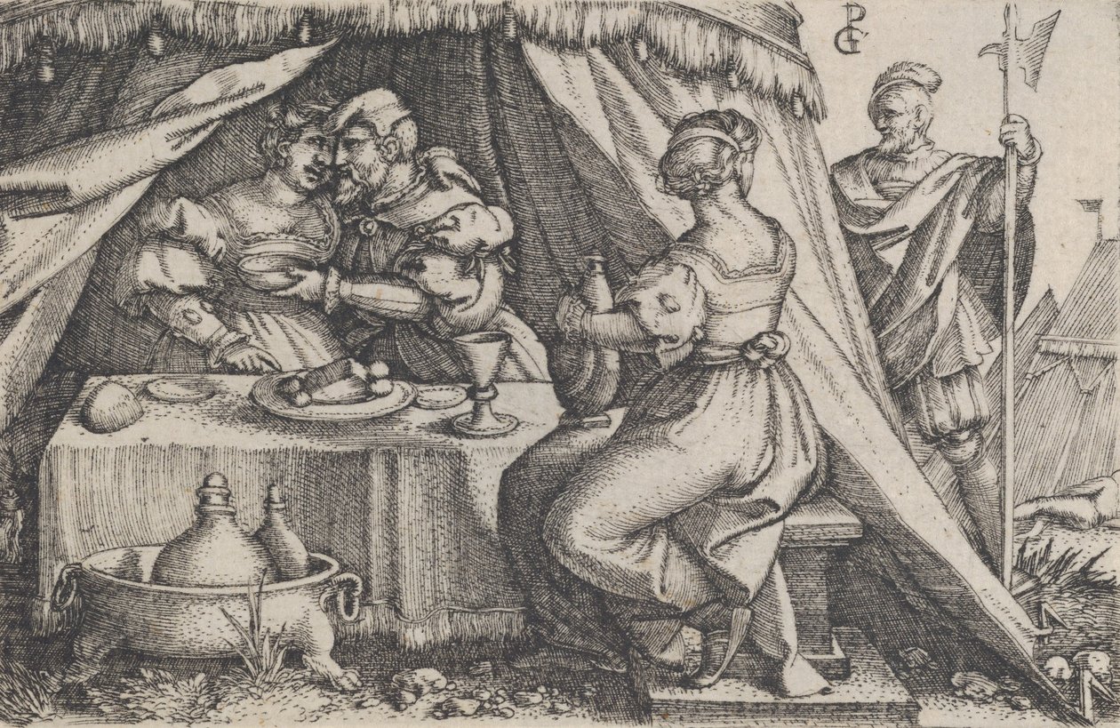 Judith og Holofernes Spisning. af Georg Pencz