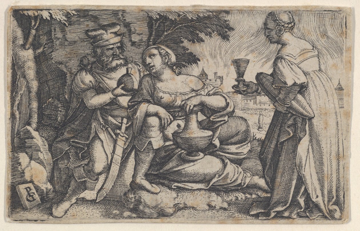Lot og hans døtre. af Georg Pencz