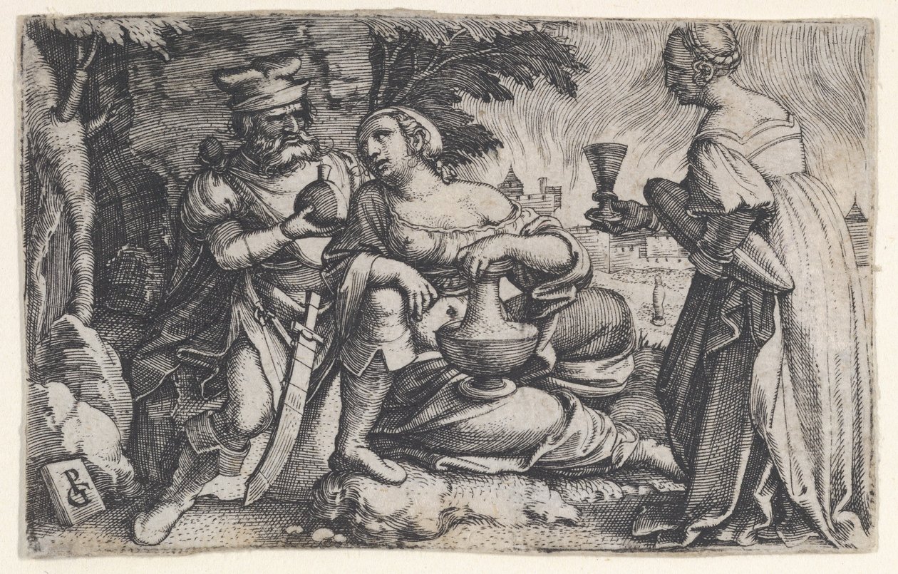 Lot og hans døtre. af Georg Pencz