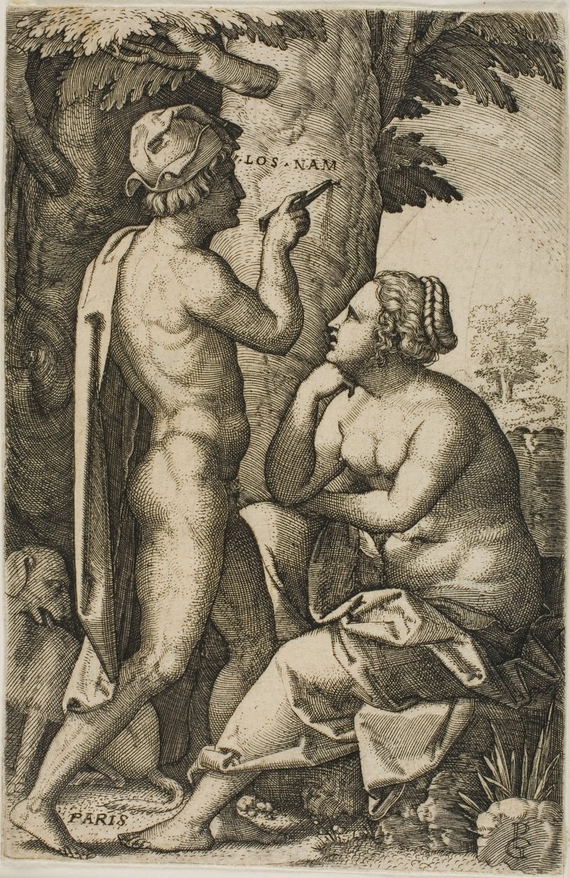 Paris og Oenone, fra græske heltinder af Georg Pencz