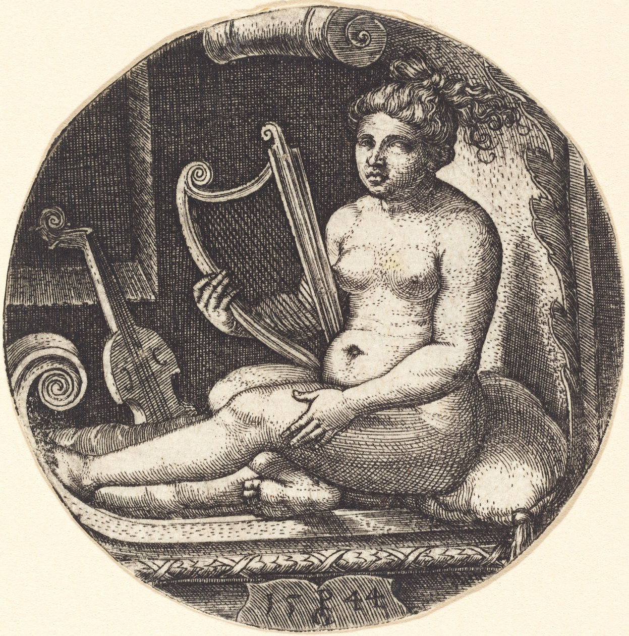 Kvinde med en harpe af Georg Pencz