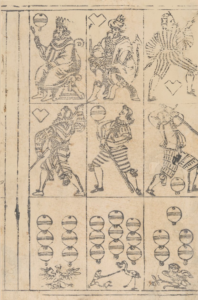 Ark med spillekort, 1500-tallet. af Georg Schachomair