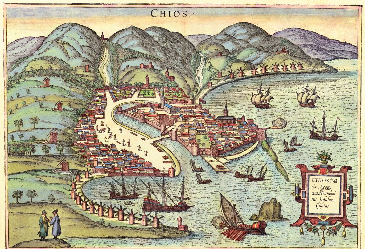 Chios, Grækenland af Georg and Hogenberg Franz (1535 90) Braun