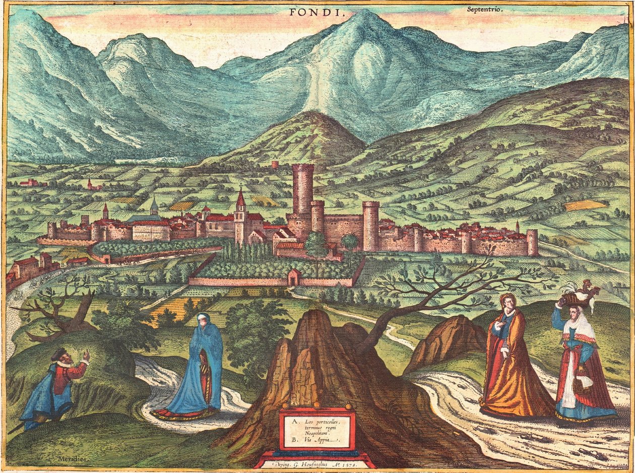 Fondi, Italien af Georg and Hogenberg Franz (1535 90) Braun