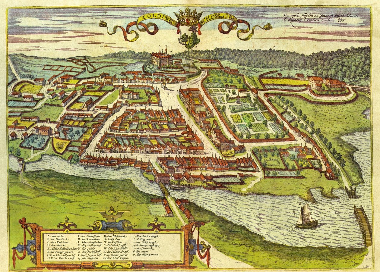 Kolding, Denmark af Georg and Hogenberg Franz (1535 90) Braun