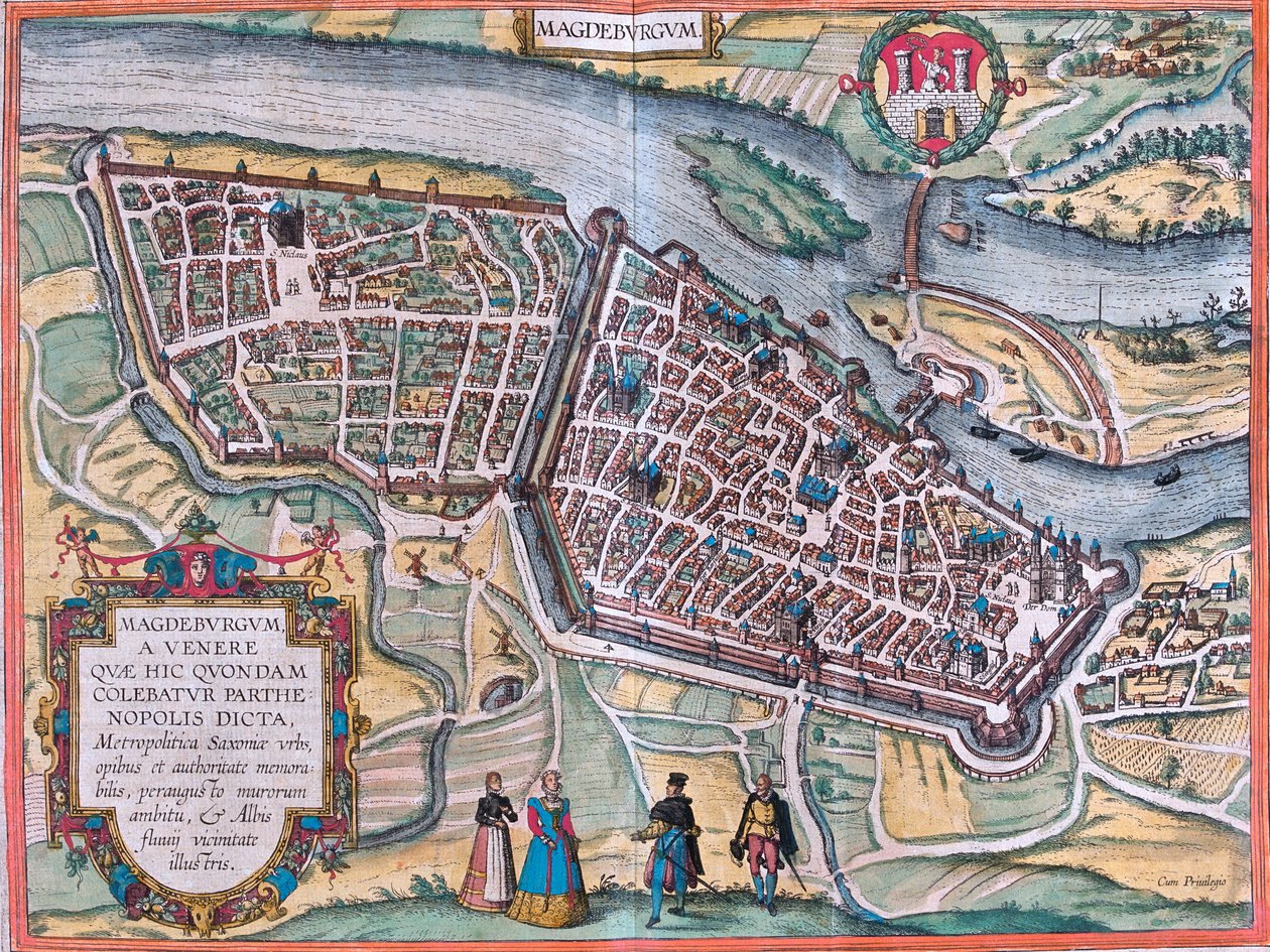 Magdeburg, Tyskland af Georg and Hogenberg Franz (1535 90) Braun