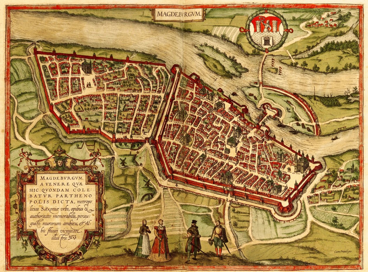 Magdeburg, Tyskland af Georg and Hogenberg Franz (1535 90) Braun