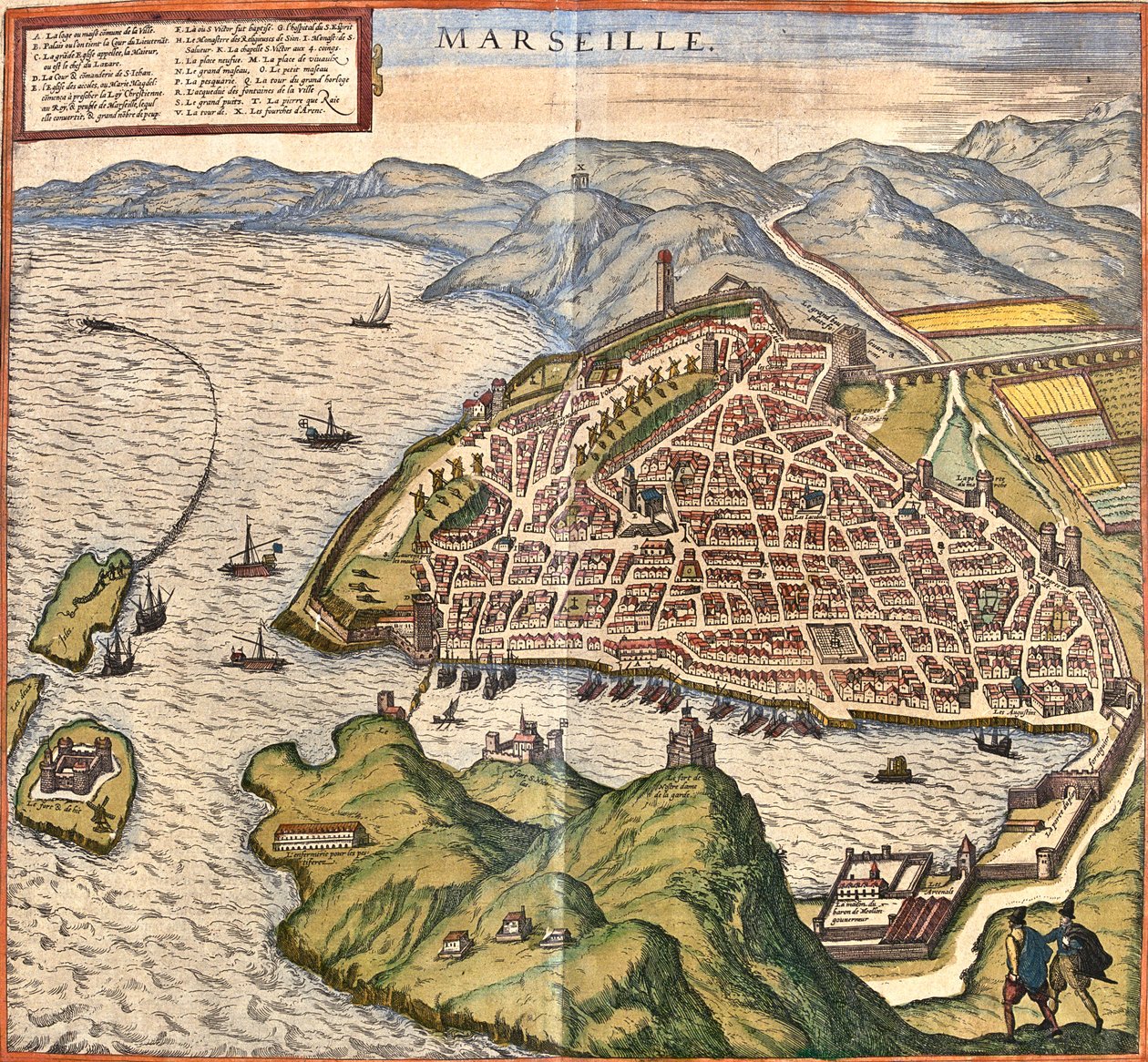 Marseille, Frankrig af Georg and Hogenberg Franz (1535 90) Braun