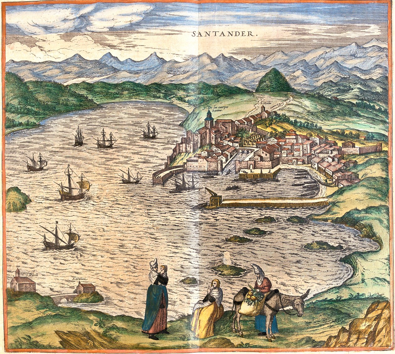 Santander, Spanien af Georg and Hogenberg Franz (1535 90) Braun