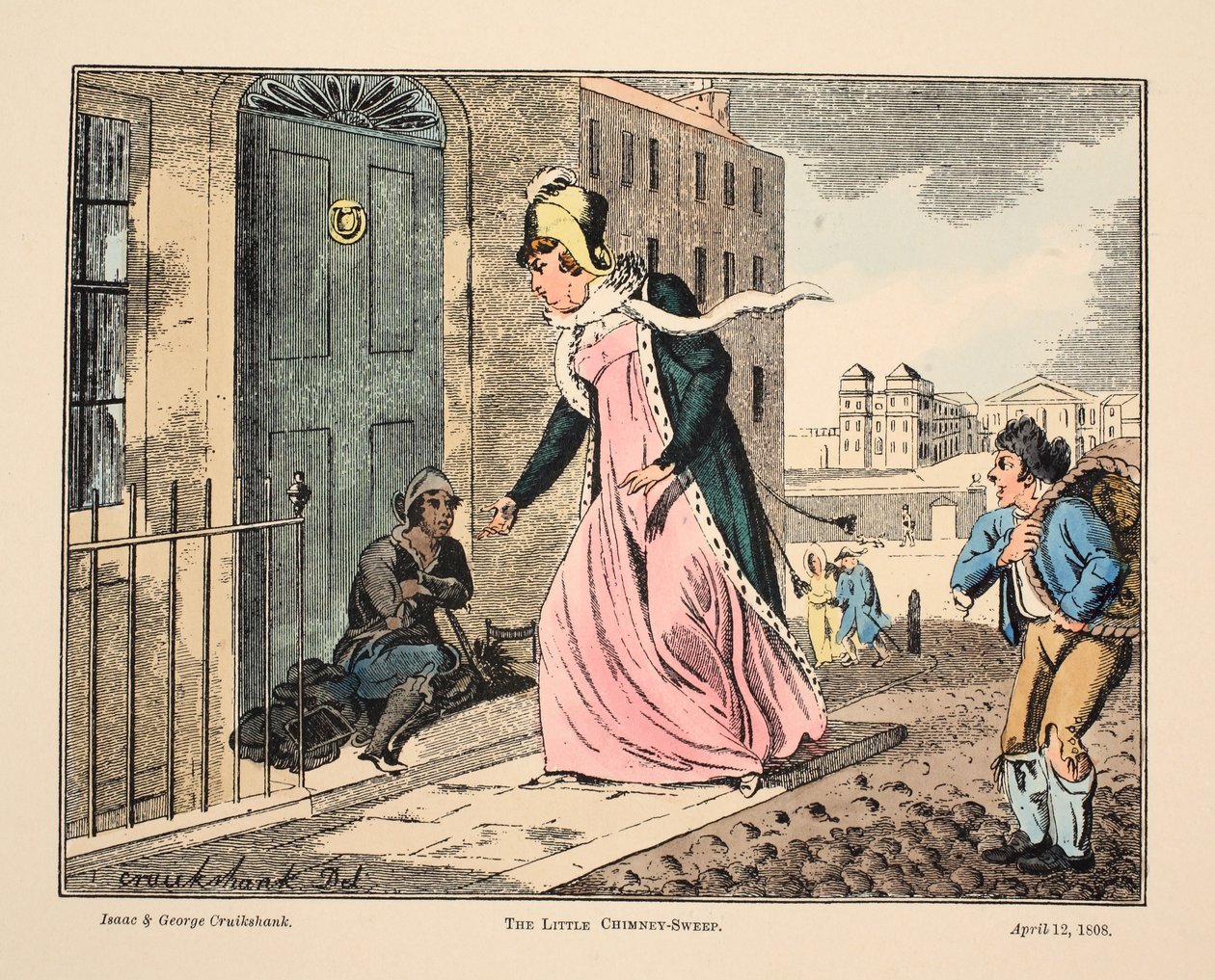 Den Lille Skorstensfejer, pub. 1808 (håndfarvet gravering) af Isaac, Robert and George Cruikshank