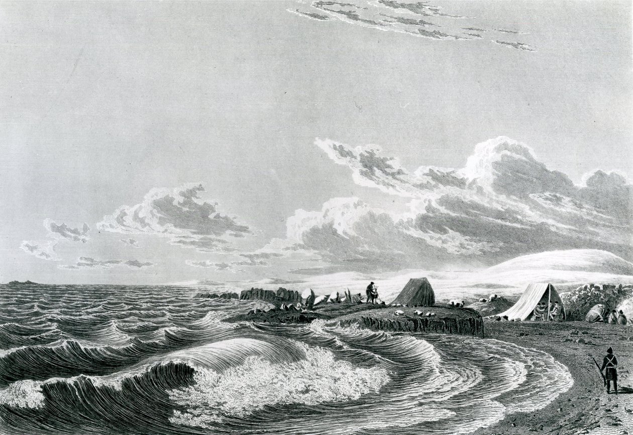 Franklins ekspedition slog lejr ved Point Turnagain, 1821 af George Back