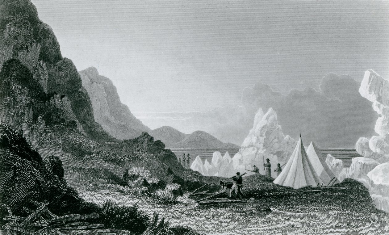 Franklins ekspedition blev først tilbageholdt af isen, 1826 af George Back