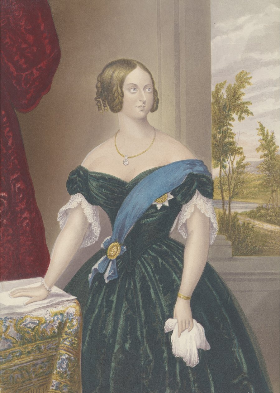Dronning Victoria, ca. 1860 (akvatinte) af George Baxter