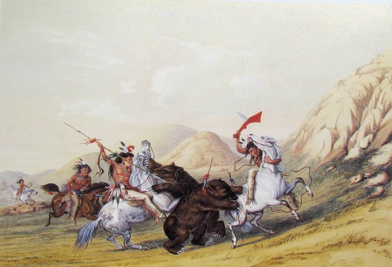 Angriber grizzlybjørnen - nej. 19 af George Catlin
