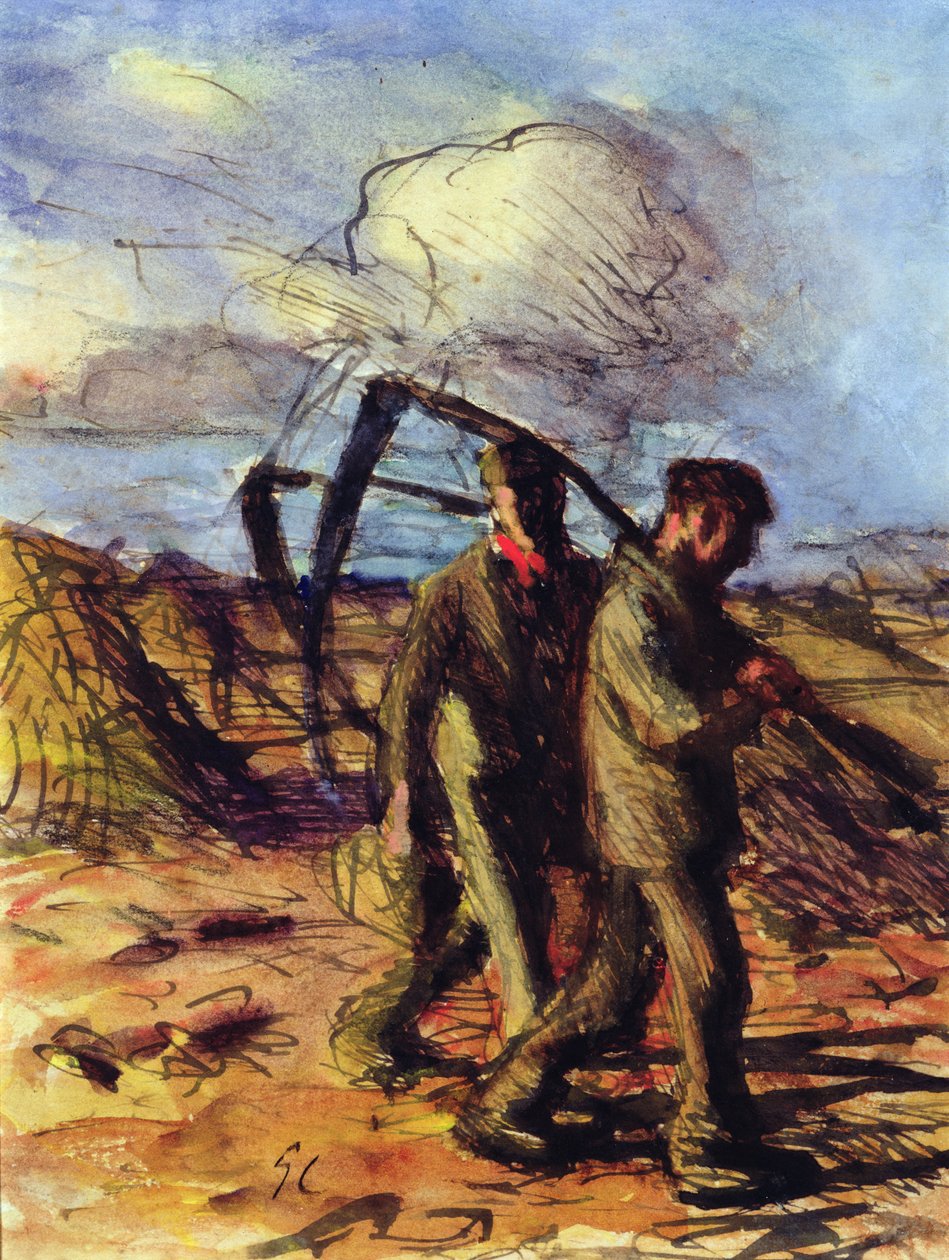 Plæneklipperne (pen, blæk og vask på papir) af George Clausen