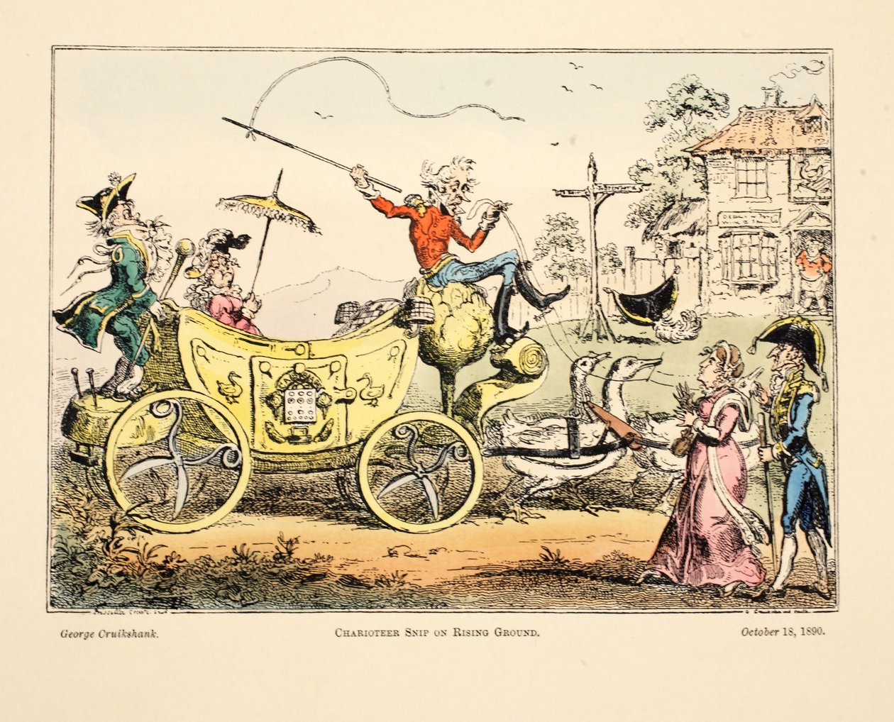 Charioteer Snip on Rising Ground, 1890 (håndfarvet gravering) af George Cruikshank