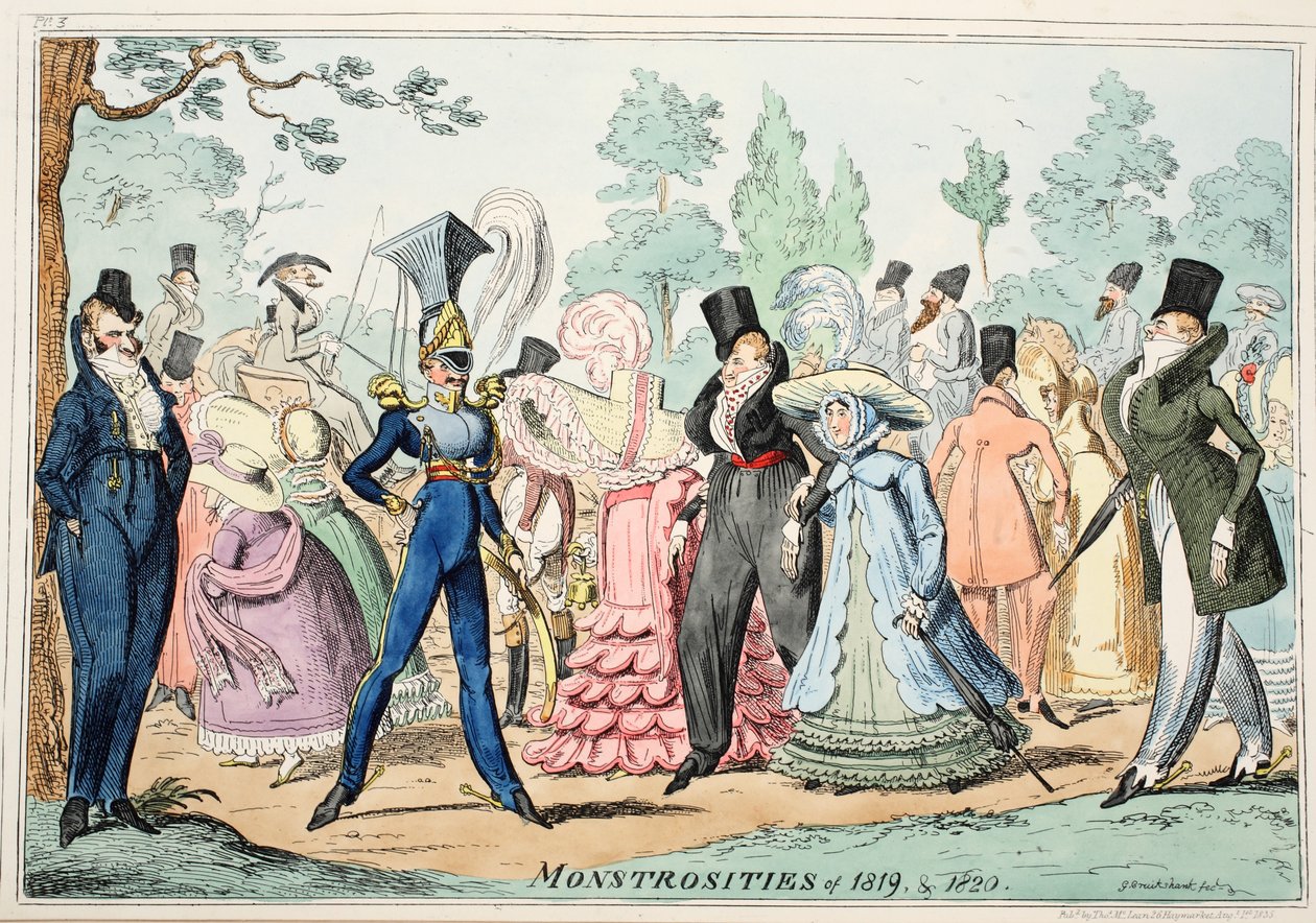Uhyrligheder fra 1819 og 1820, pub. 1835 (håndfarvet gravering) af George Cruikshank